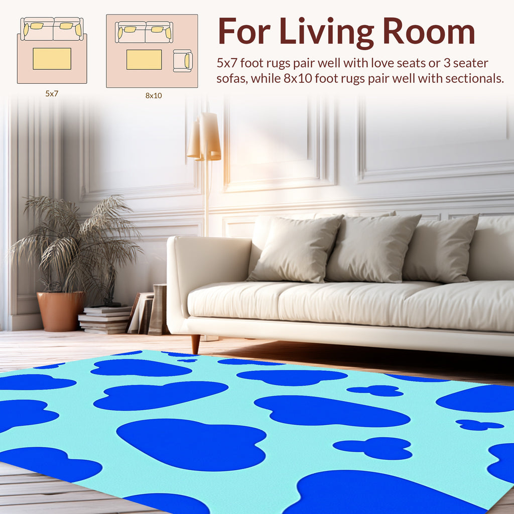 Bold Blue Blob Pattern Decor Rug
