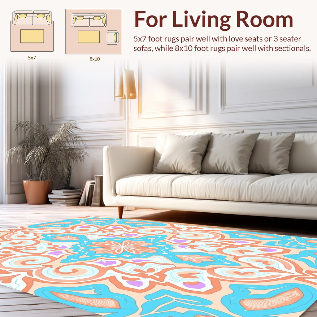 Pastel Geometric Mandala Pattern Rug