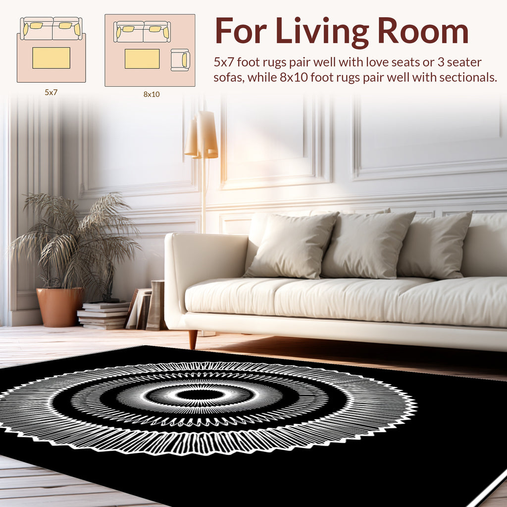 Concentric Circular Geometric Pattern Rug