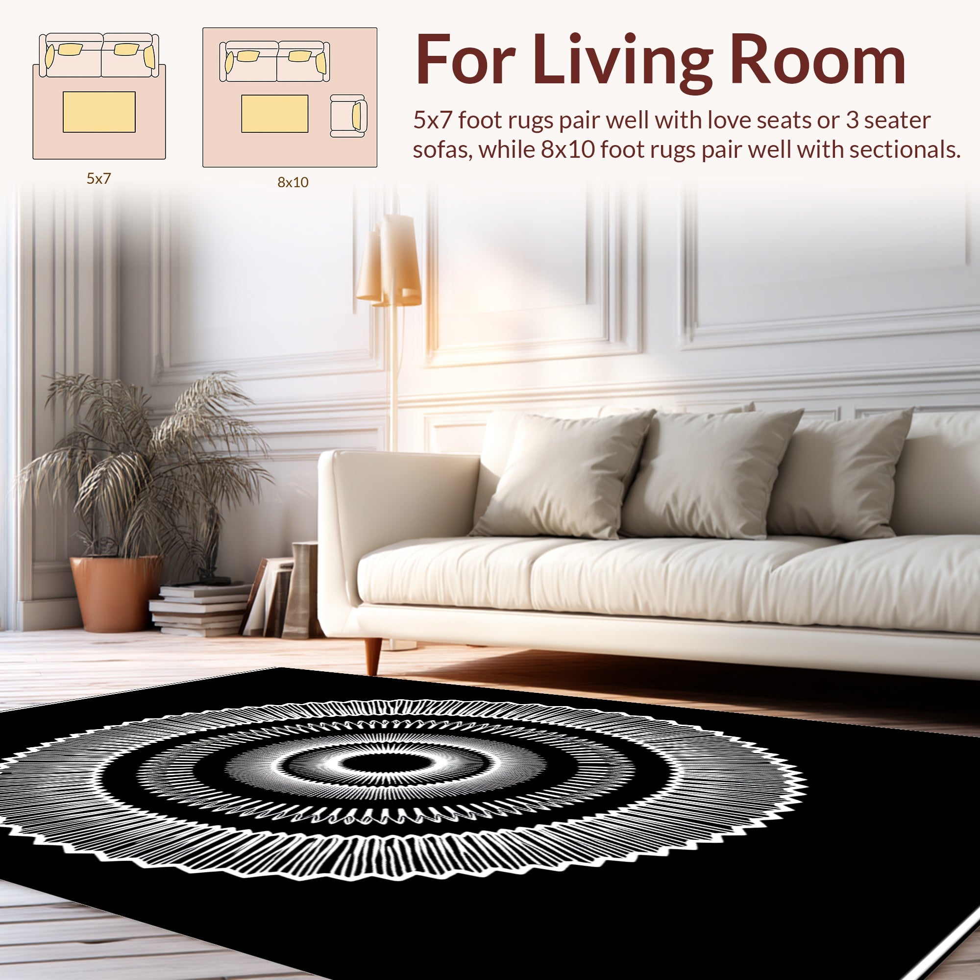 Concentric Circular Geometric Pattern Rug