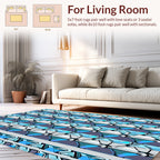 Cool Blue Geometric Abstract Pattern Rug