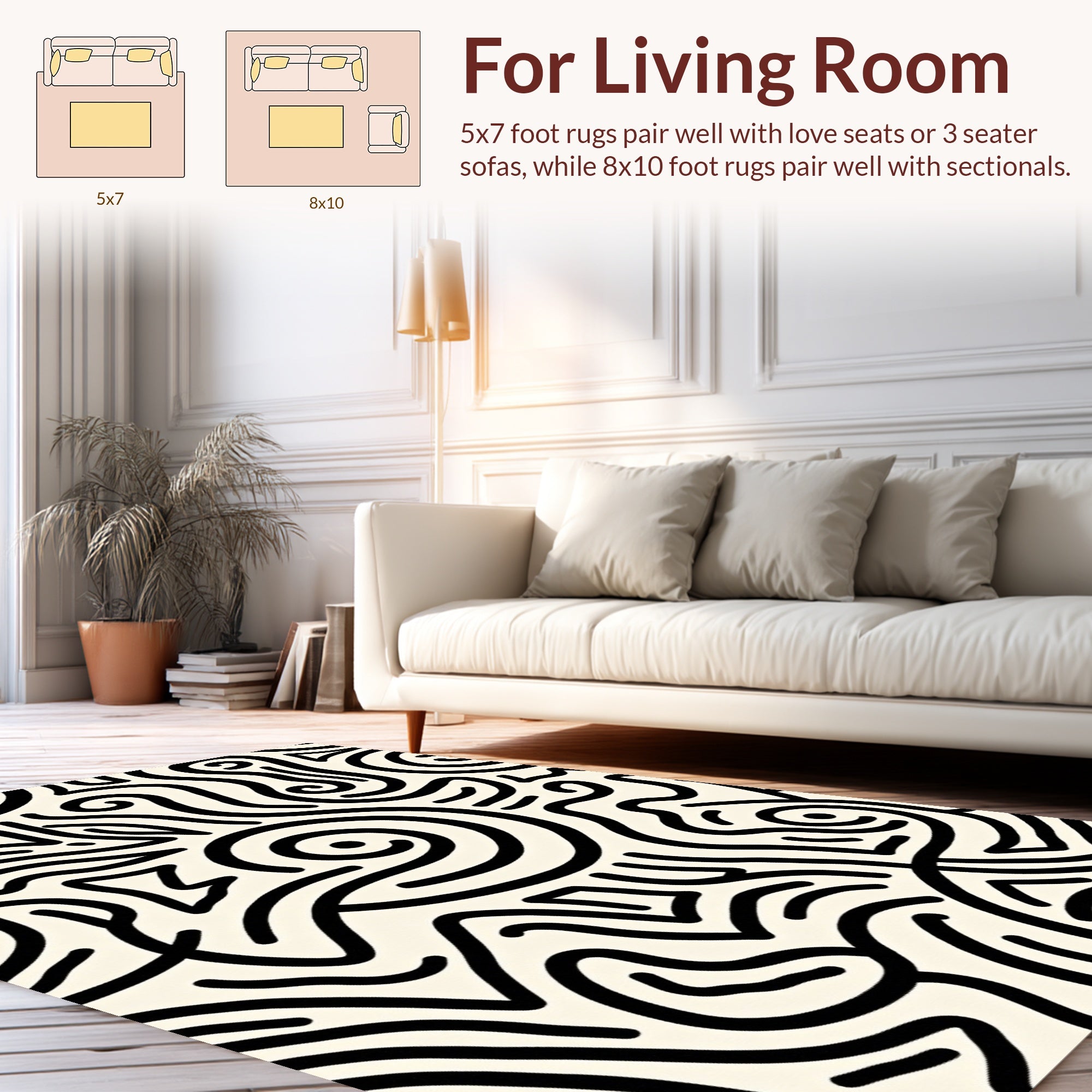 Abstract Swirl Graphic Pattern Rug