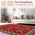 Red Floral Geometric Traditional Pattern Rug
