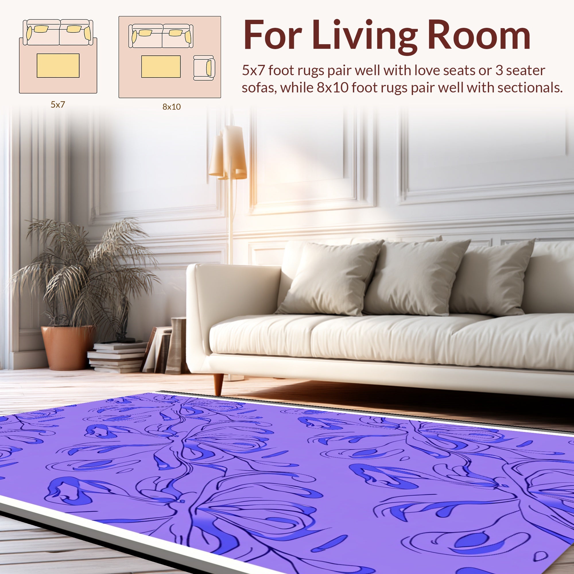 Abstract Swirling Floral Pattern Rug