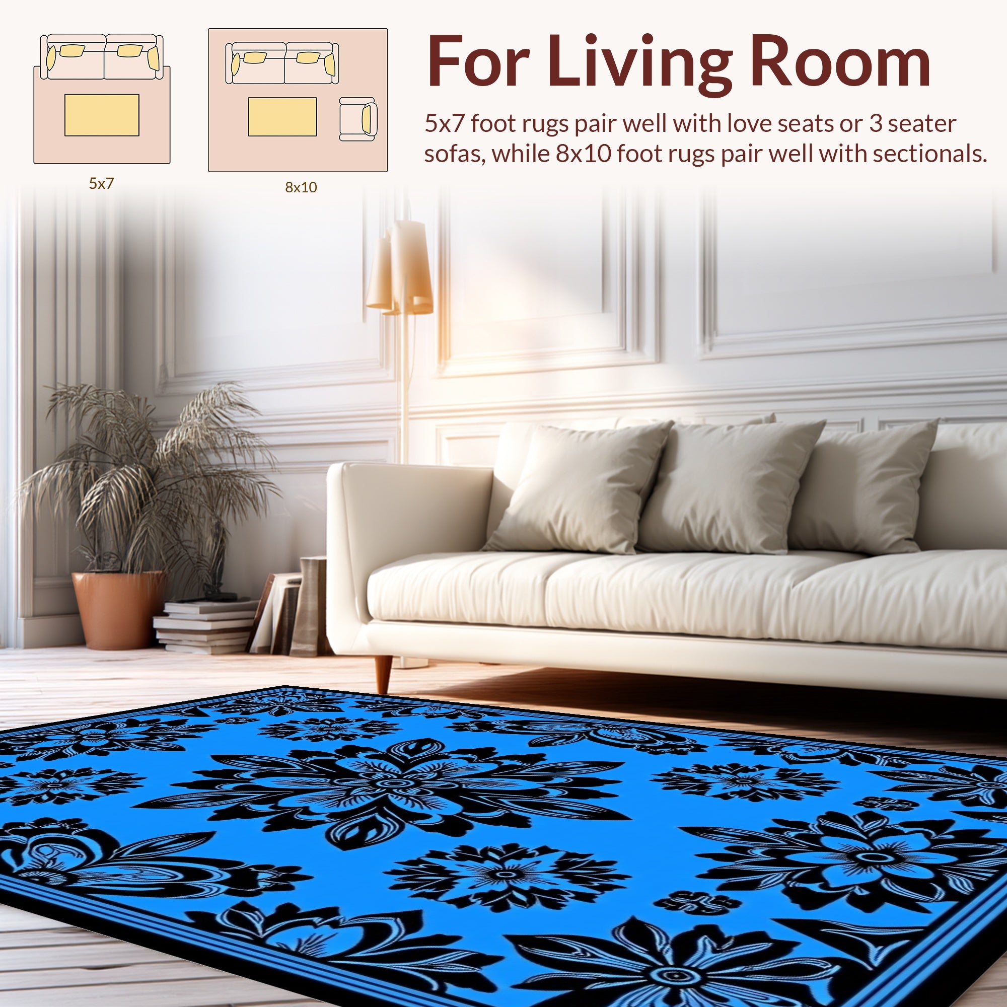 Bold Floral Medallion Pattern Rug