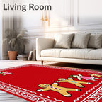 Red Gingerbread Family Border Art Rug