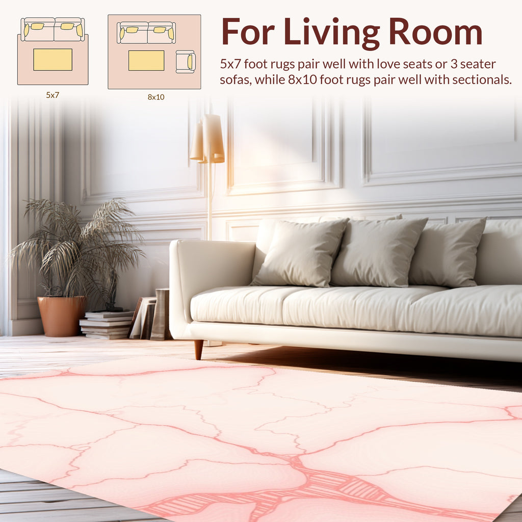 Soft Pink Veined Watercolor Texture Rug
