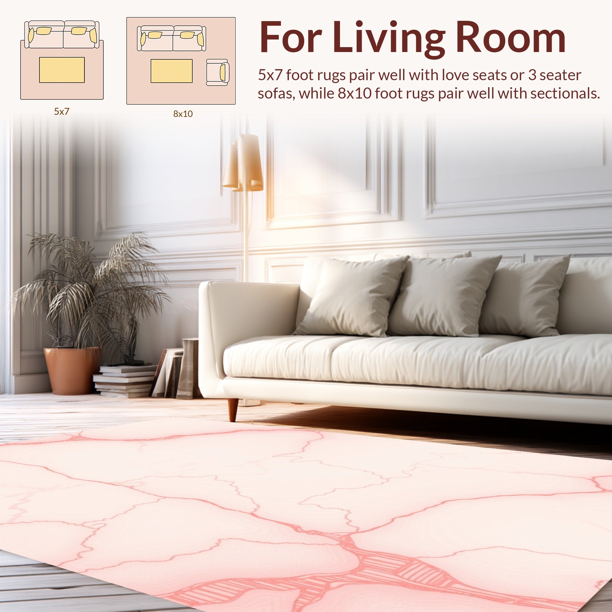 Soft Pink Veined Watercolor Texture Rug