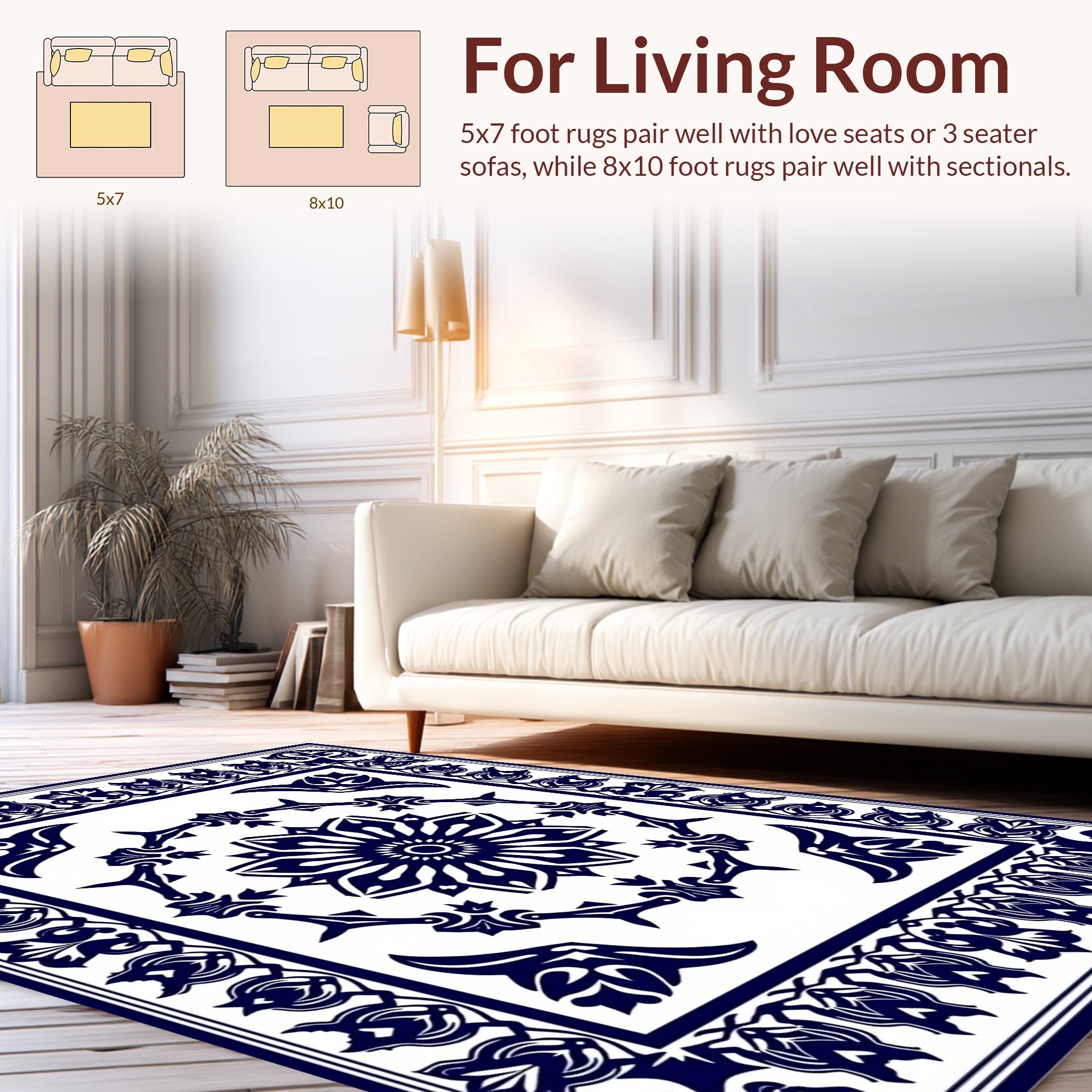 Classic Circle Floral Tile Pattern Rug