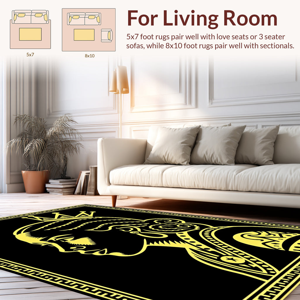 Golden Regal Portrait Pattern Rug