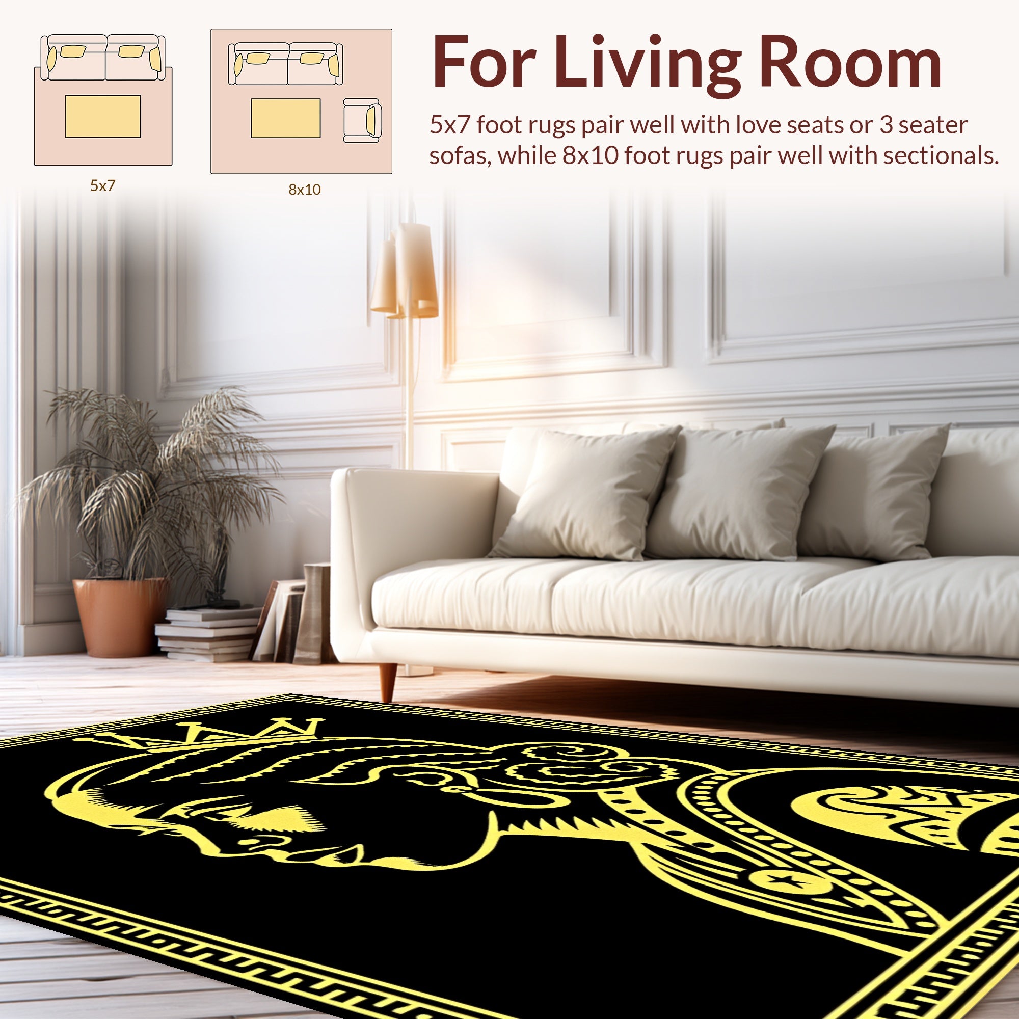 Golden Regal Portrait Pattern Rug