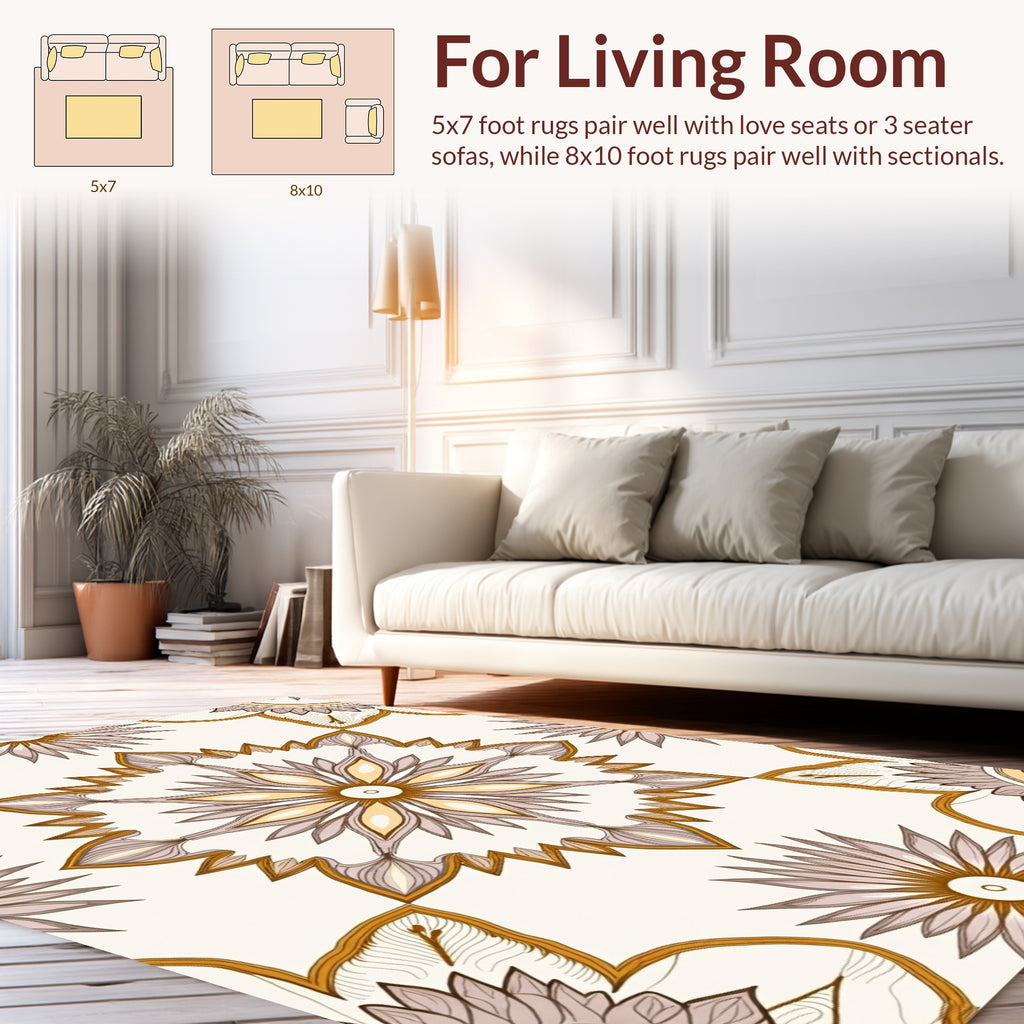 Ornate Floral Inspired Mandala Pattern Rug