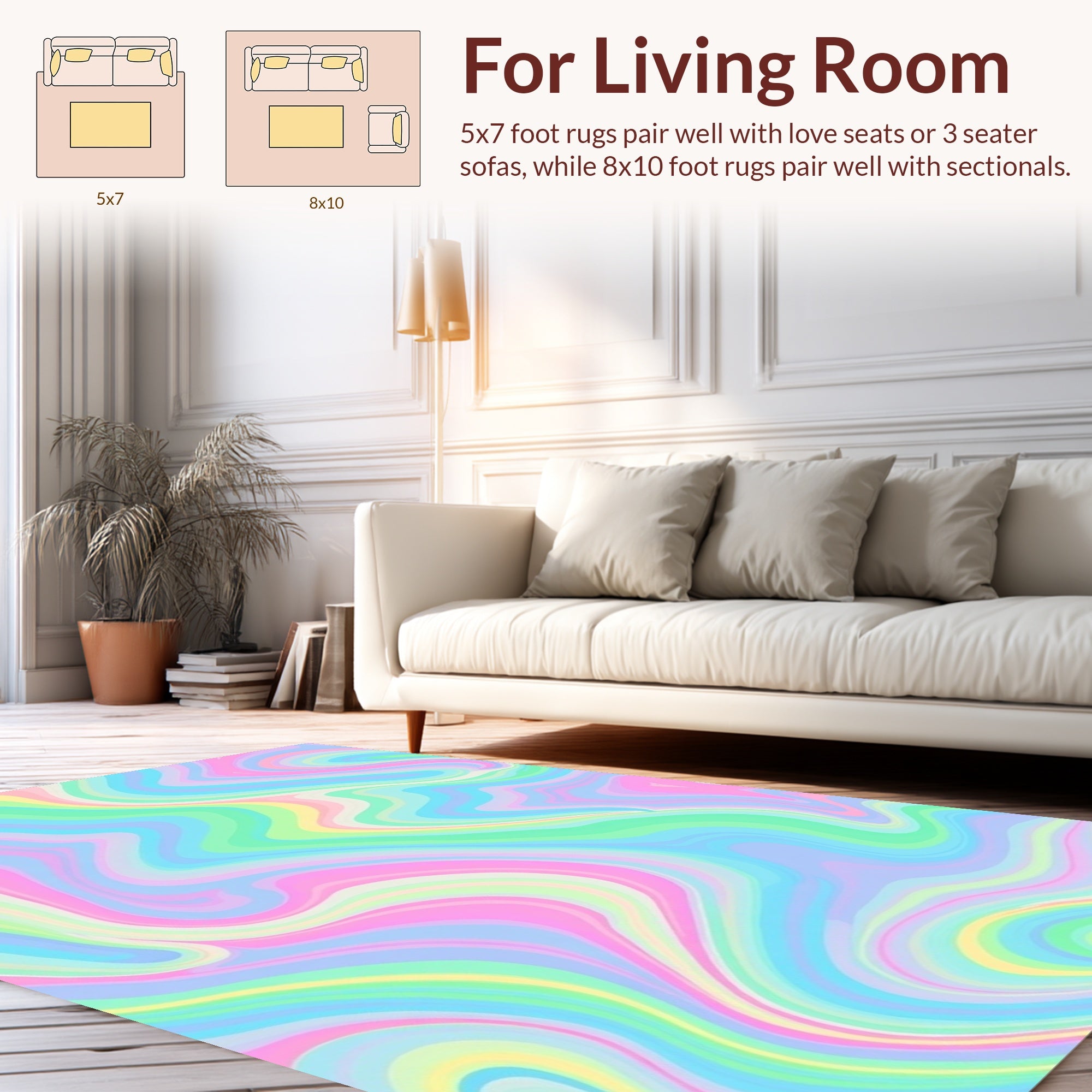 Pastel Swirl Marble Pattern Rug