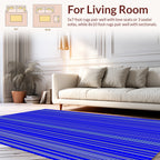 Bold Blue White Vertical Stripe Pattern Rug