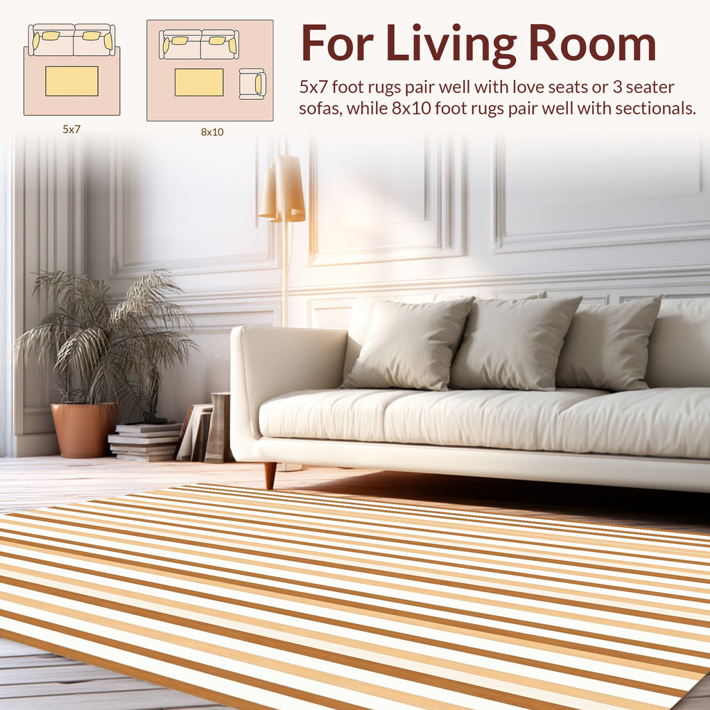 Warm Wood Tone Stripe Pattern Rug