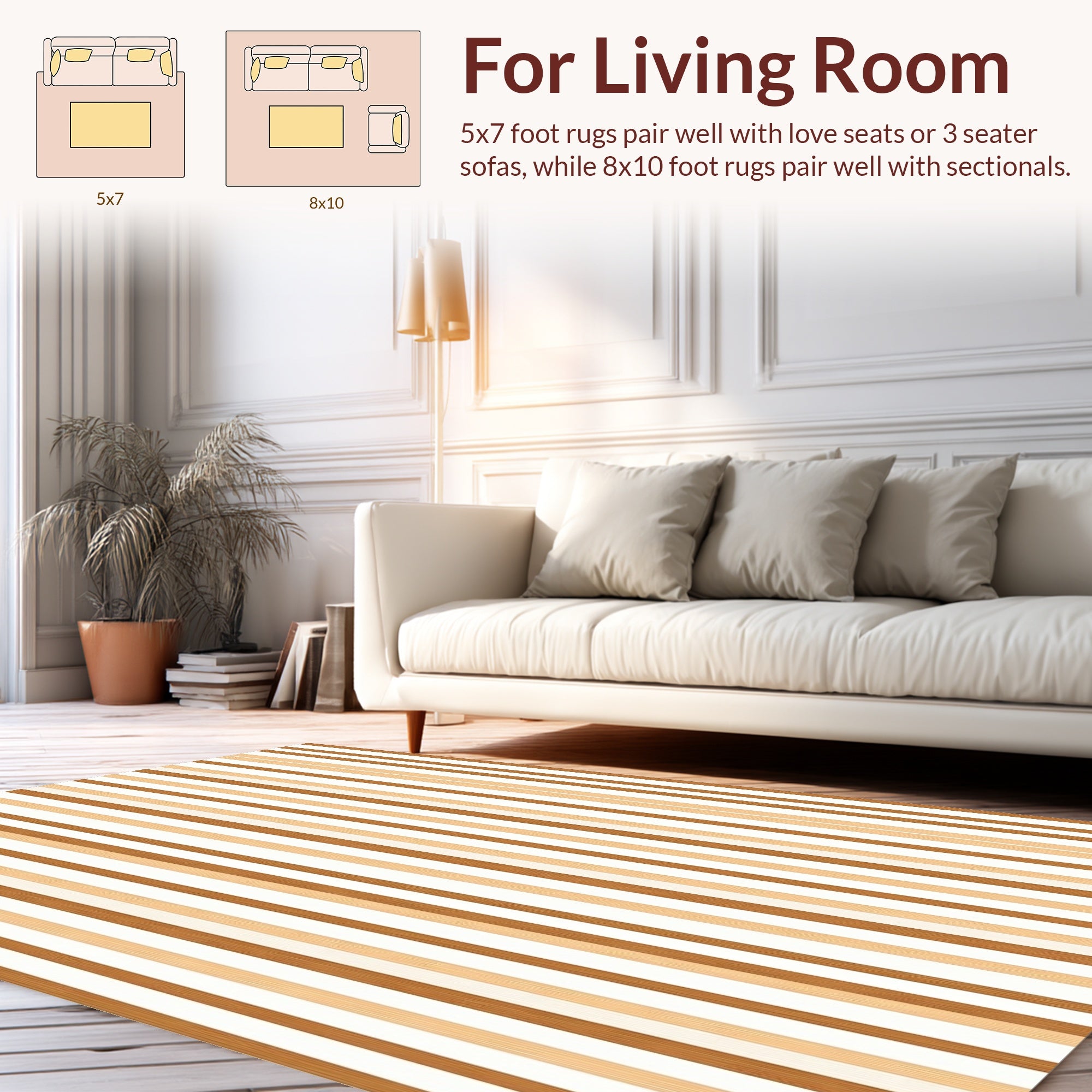Warm Wood Tone Stripe Pattern Rug