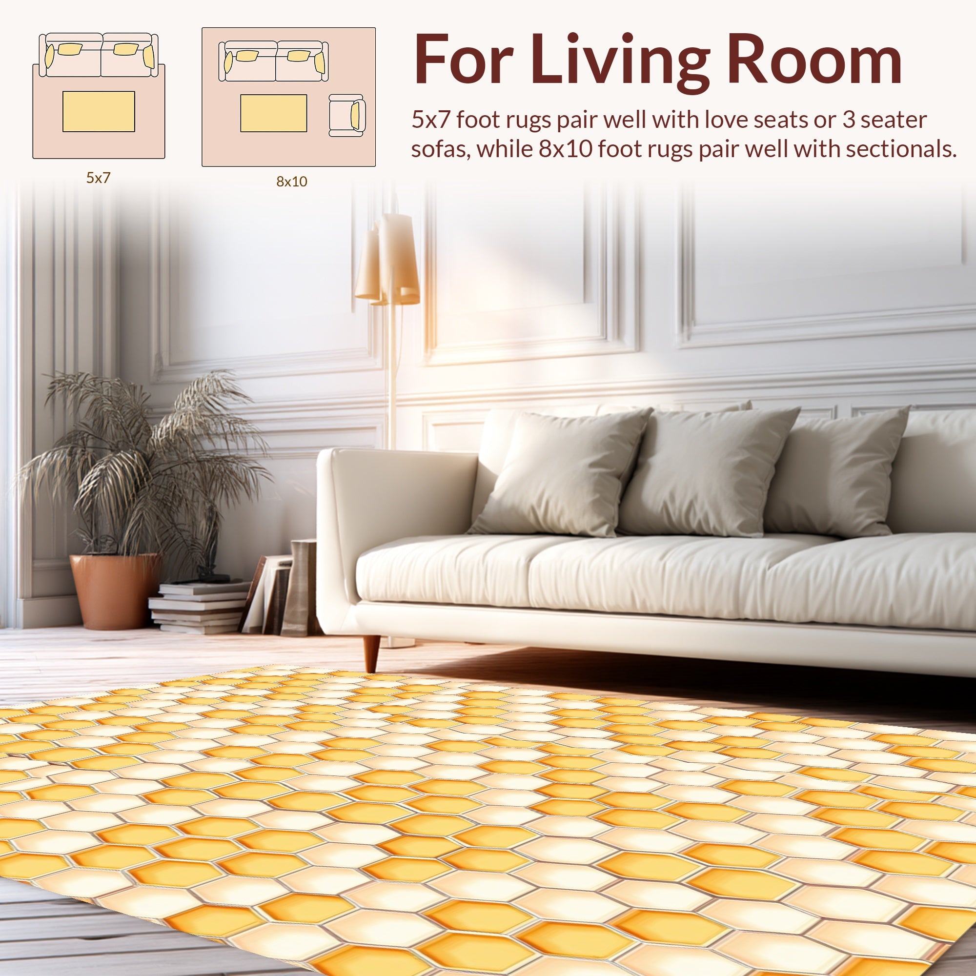 Honeycell Geometric Diamond Shape Rug