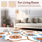 Orange Pink Blue Floral Pattern Rug