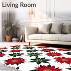 Festive Red Poinsettia Garden Rug