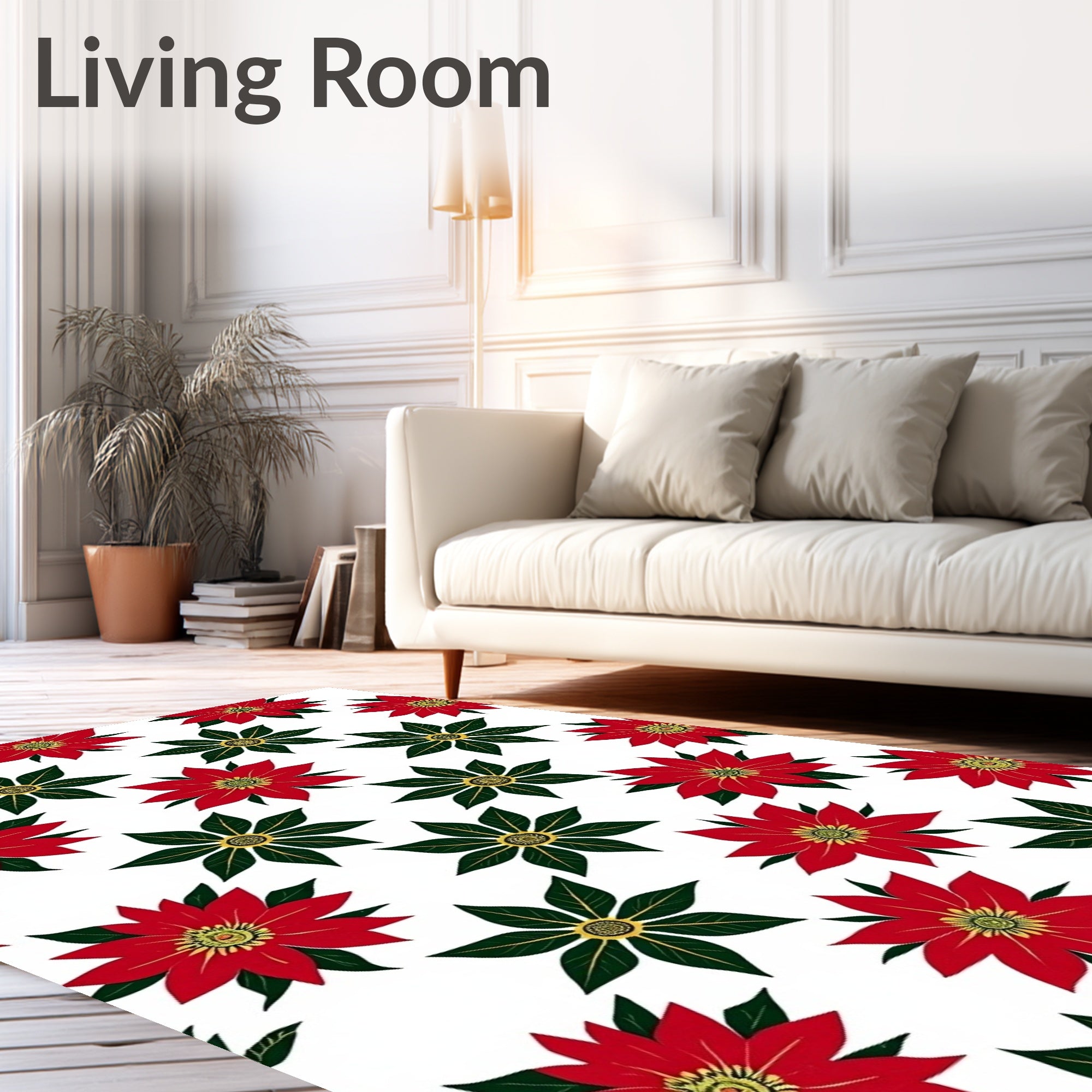 Festive Red Poinsettia Garden Rug