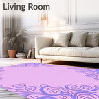 Lavender Swirls Framing Pastel Background Rug
