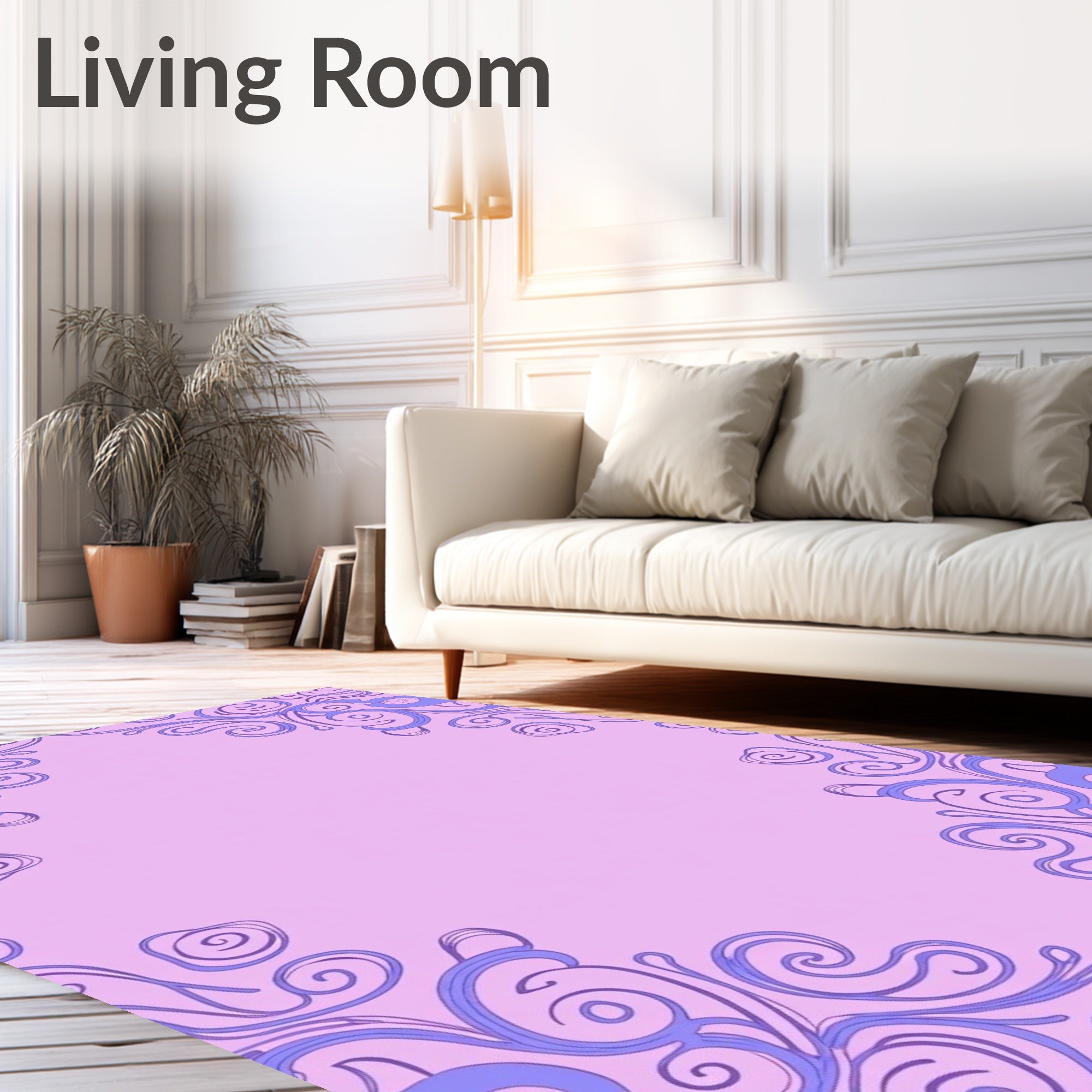 Lavender Swirls Framing Pastel Background Rug