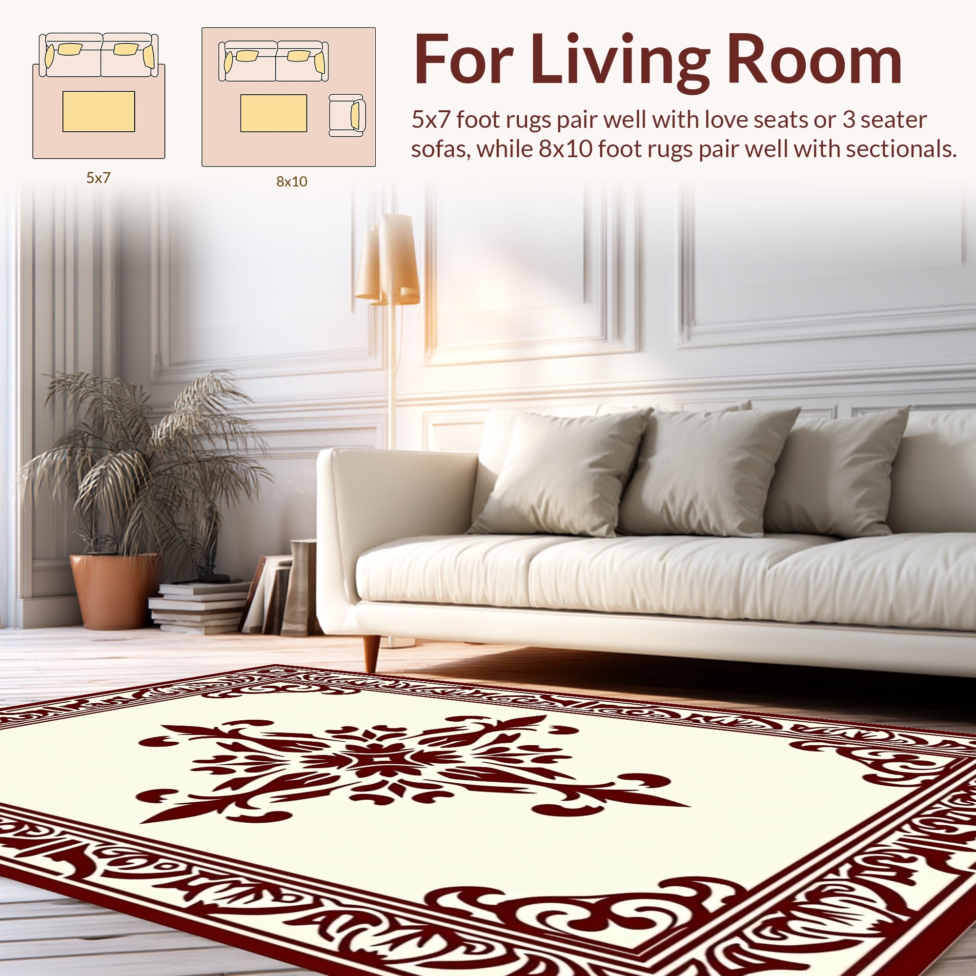 Ornate Central Floral Border Design Rug