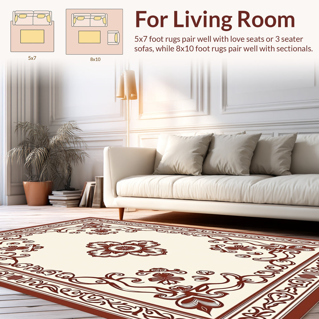 Vine and Floral Scroll Borders Rug