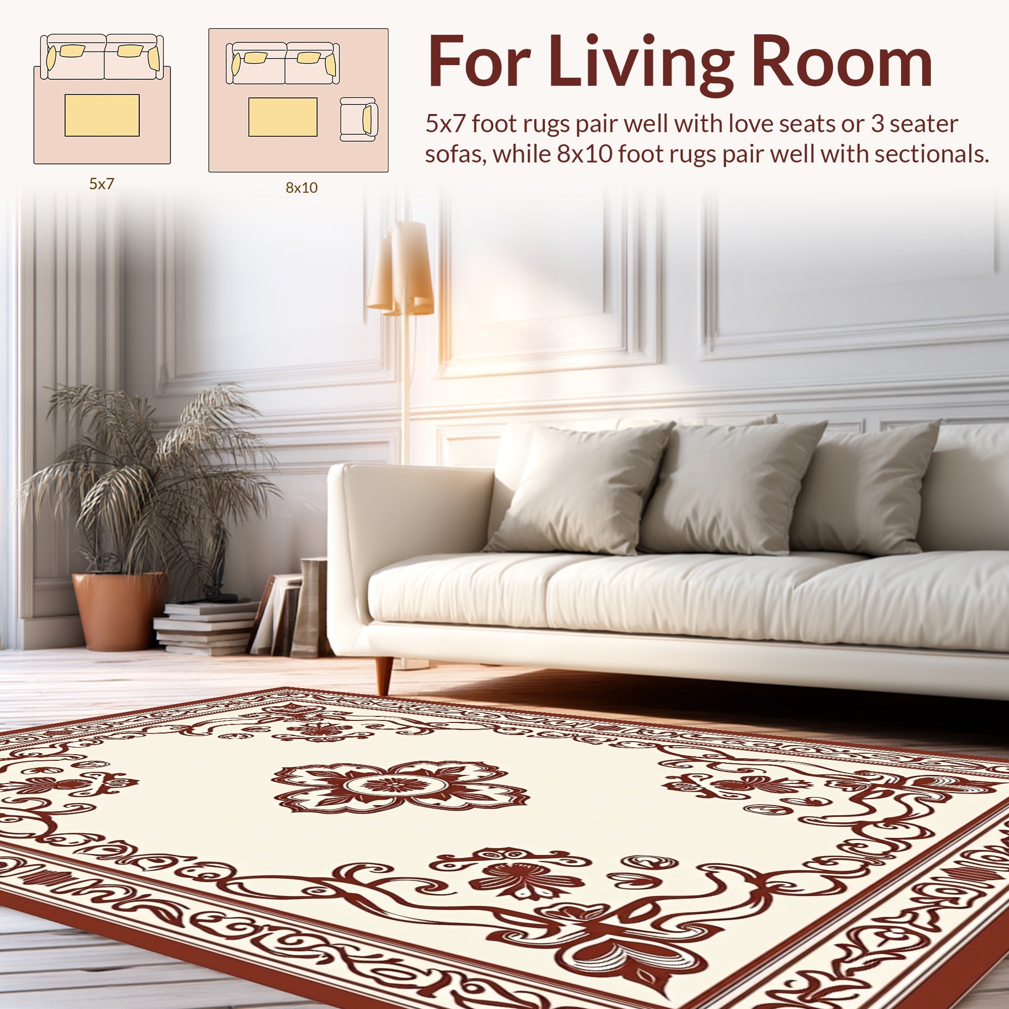 Vine and Floral Scroll Borders Rug