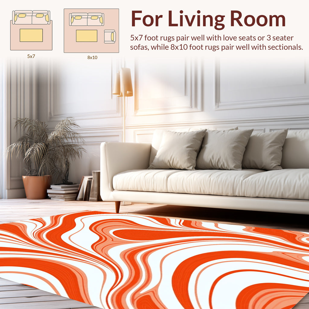Orange Curving Stripe Abstract Rug