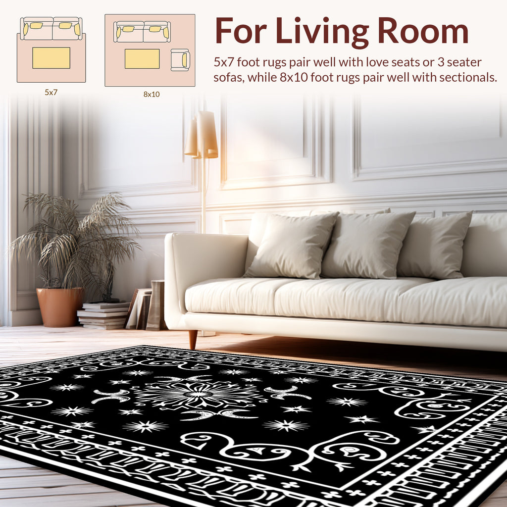 Whimsical Celestial Starburst Tattoo Design Rug
