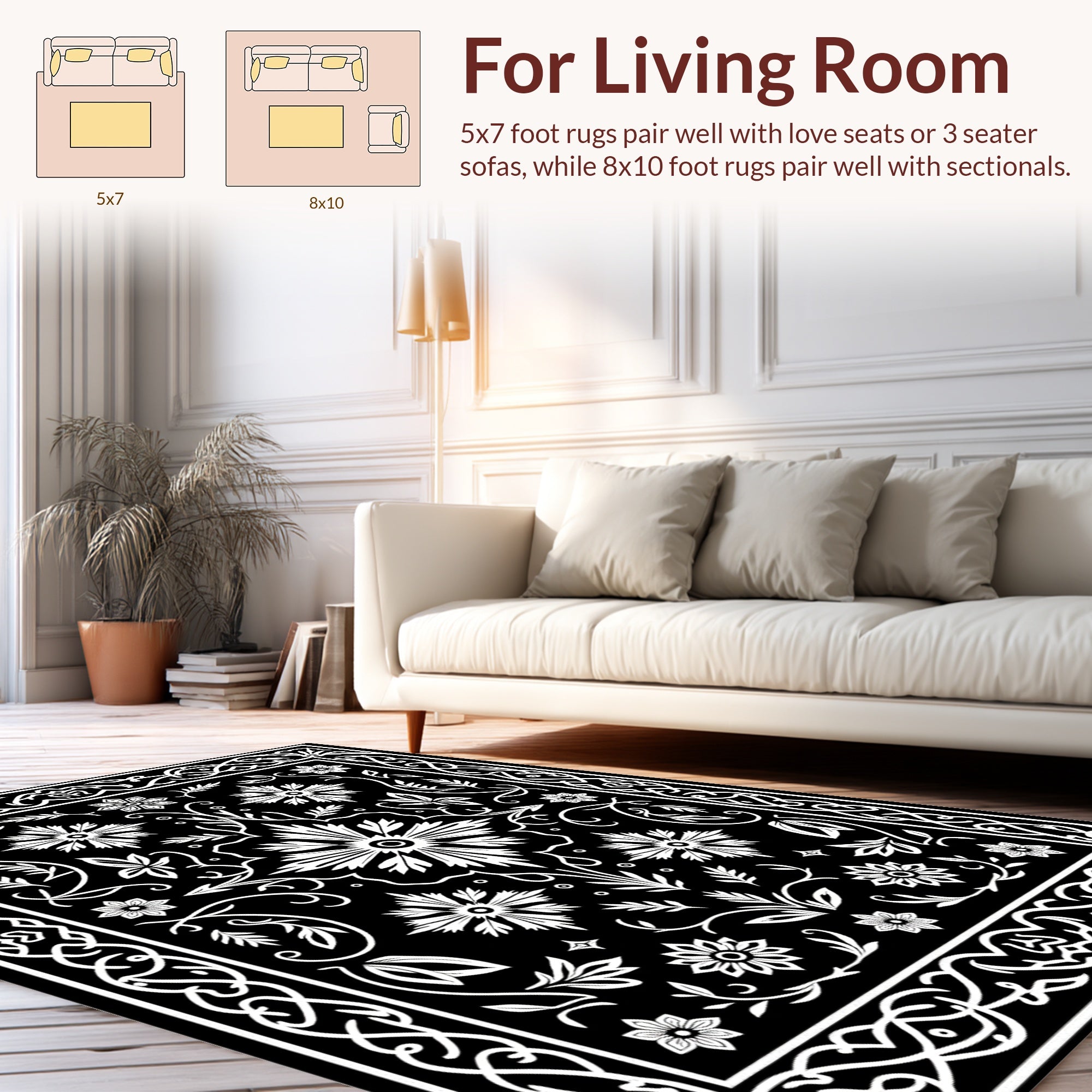 Elegant Floral Scrollwork Pattern Rug