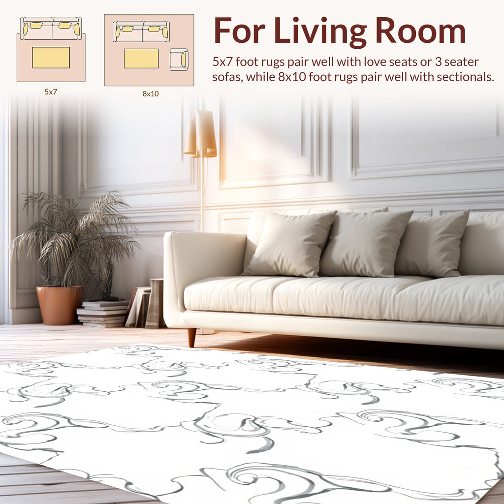 Monochromatic Abstract Swirl Pattern Rug