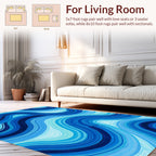 Abstract Blue Wavy Lines Rug