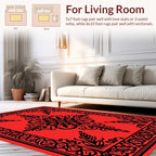 Intricate Black Floral Lattice Design Rug