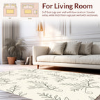 Botanical Outline Patterned Cream Rug