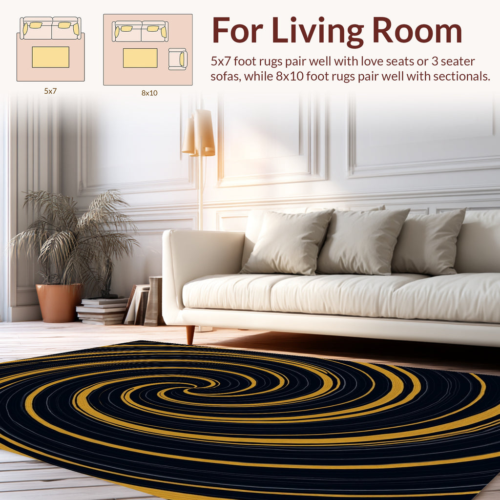 Dark Gold Swirl Abstract Pattern Rug