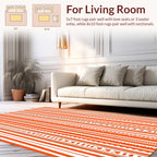 Orange White Dynamic Striped Design Rug