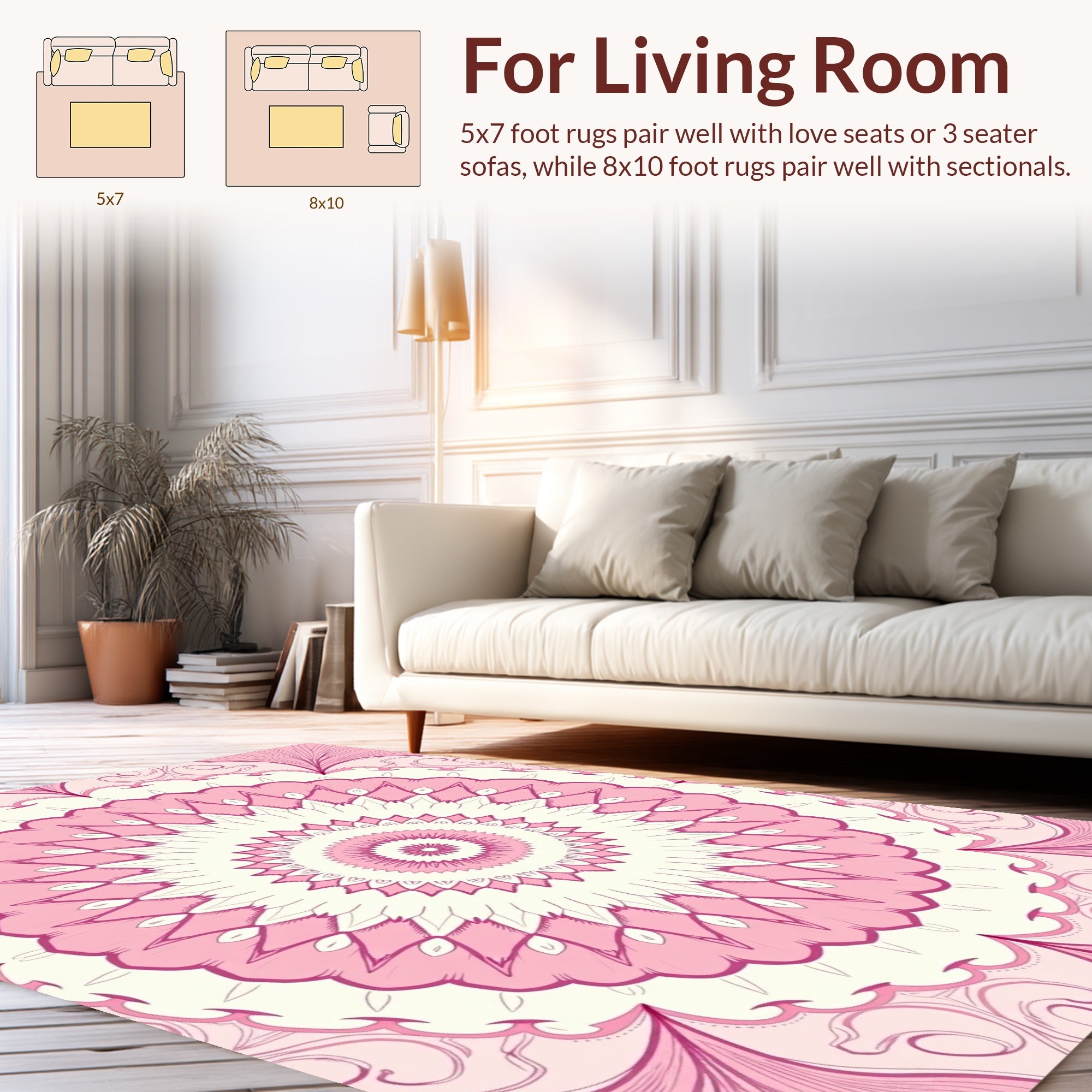Delicate Pink Mandala Pattern Rug