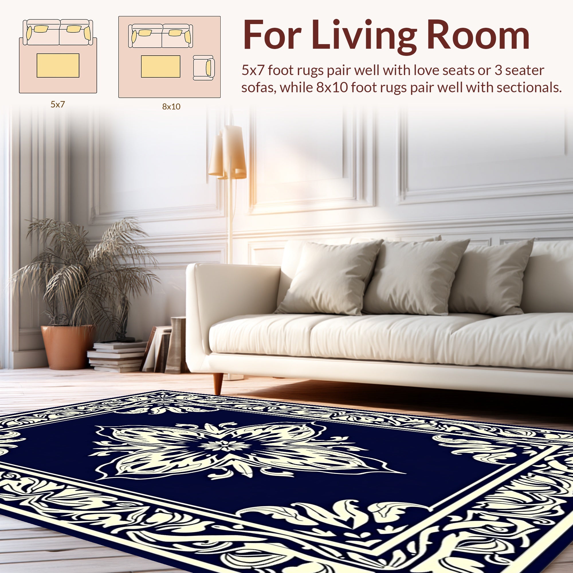 Ornate Floral Symmetry Design Rug