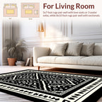 Geometric Tribal Black White Pattern Rug