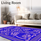 Royal Blue Floral Scrollwork Rug