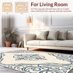 Elegant Swirl Floral Cream Blue Rug