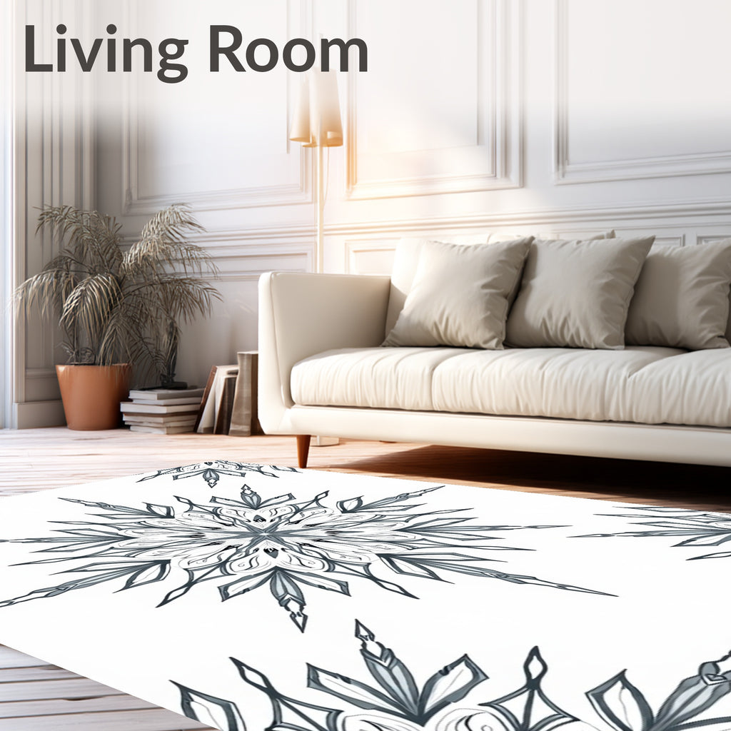 Vintage Gray Floral Mandala Rug