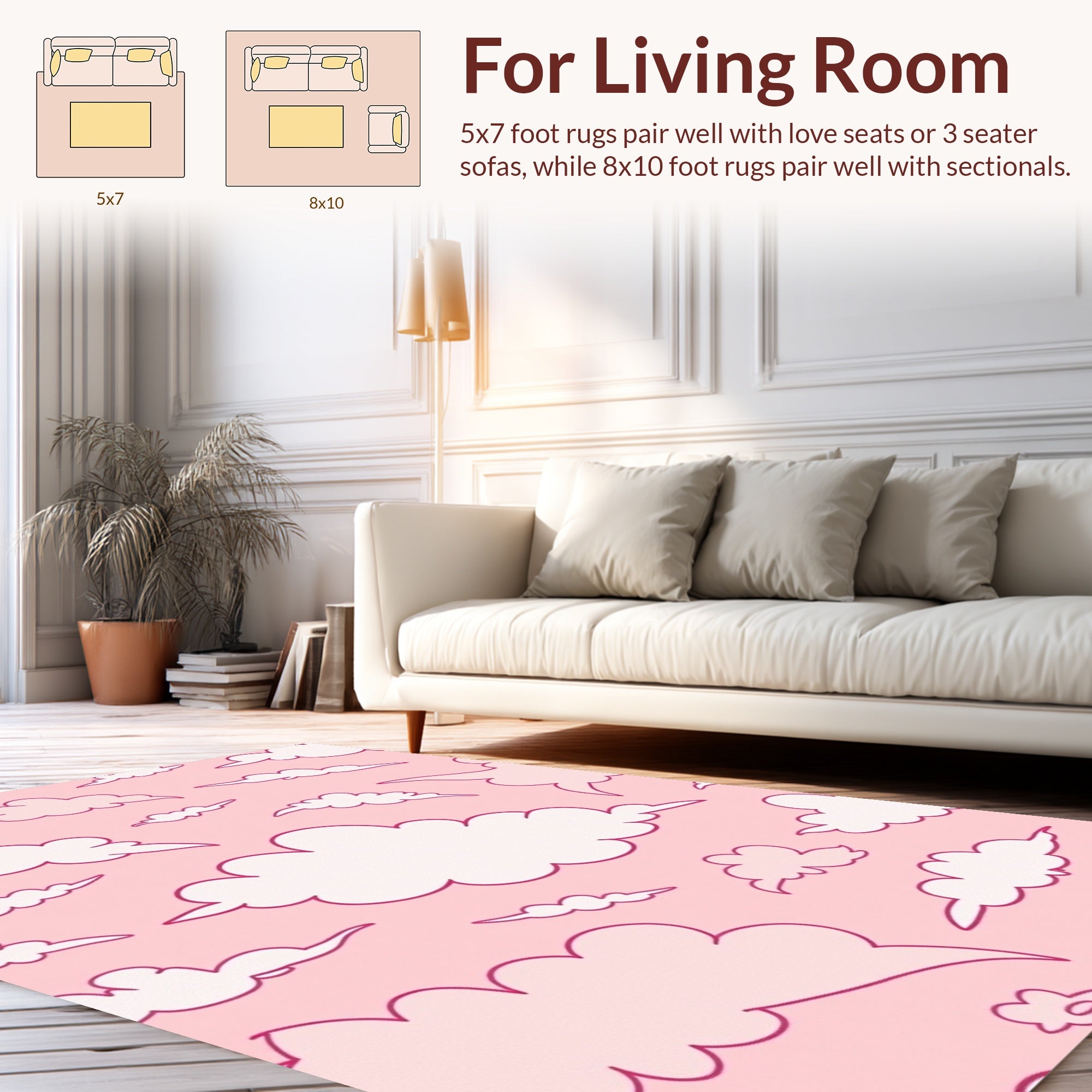 Pink Cloud Pattern Design Rug