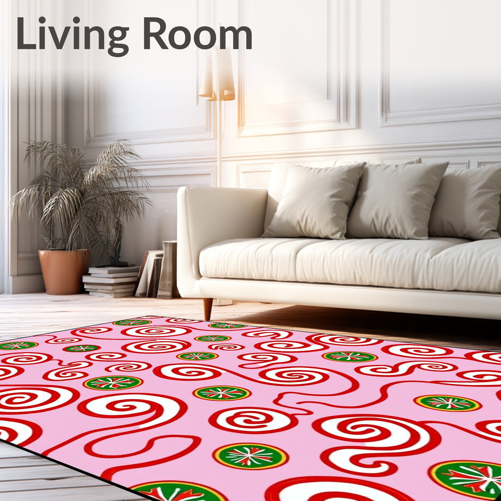 Retro Red Swirl Candy Medallion Rug
