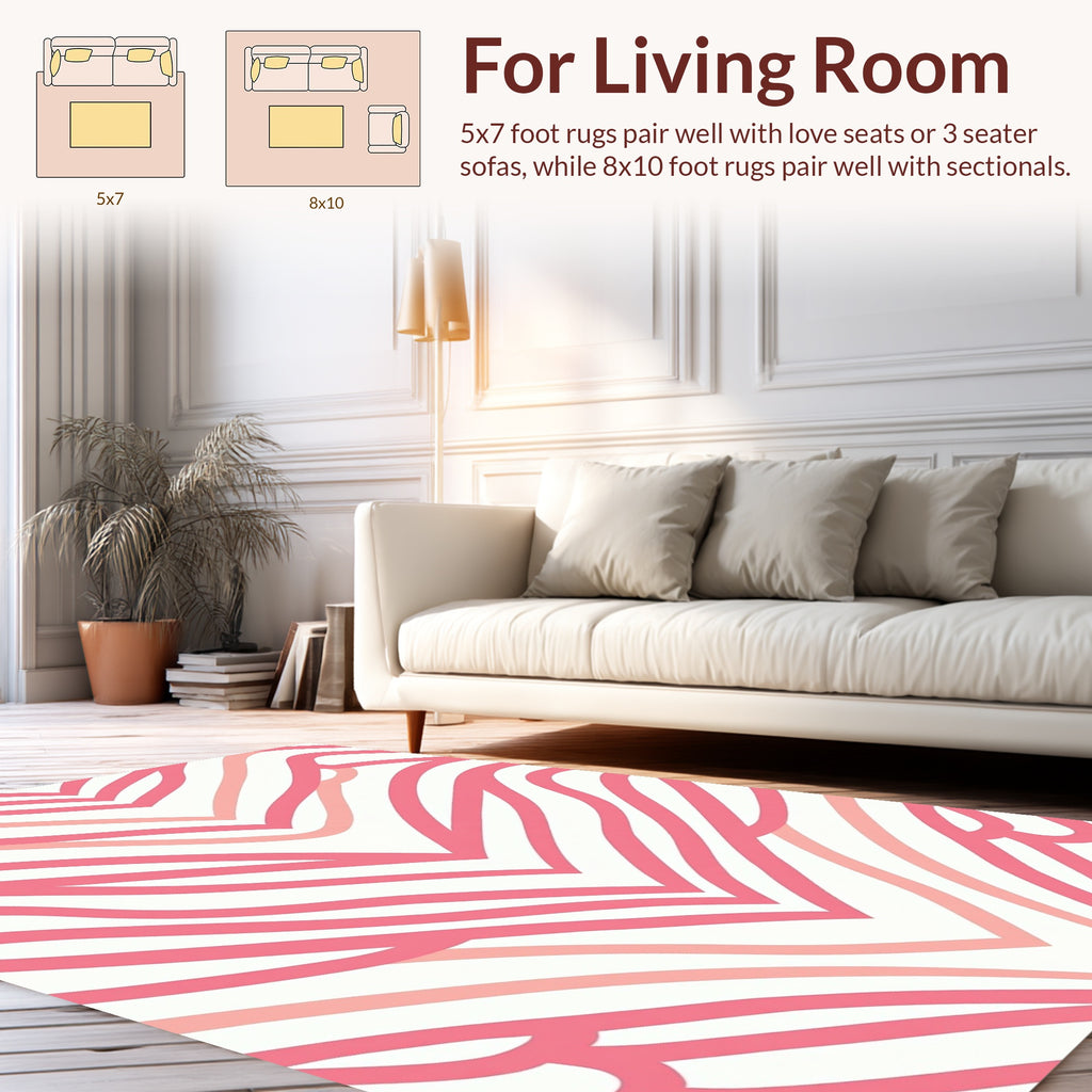 Abstract Pink Peach Chevron Wave Rug