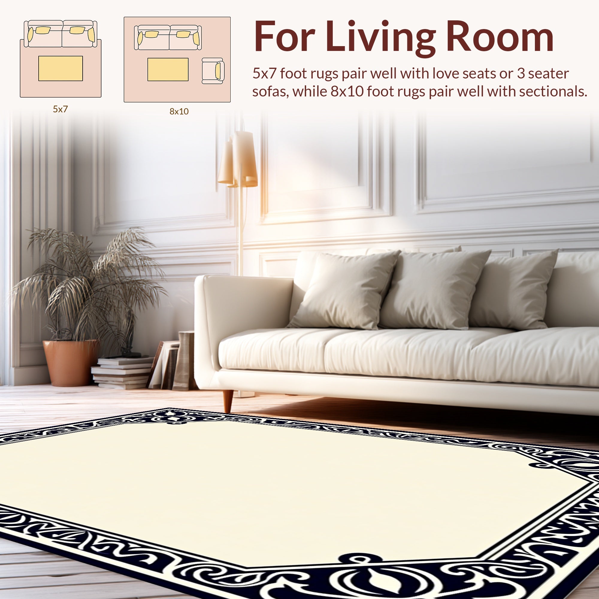 Classic Floral Inlay Octagon Pattern Rug