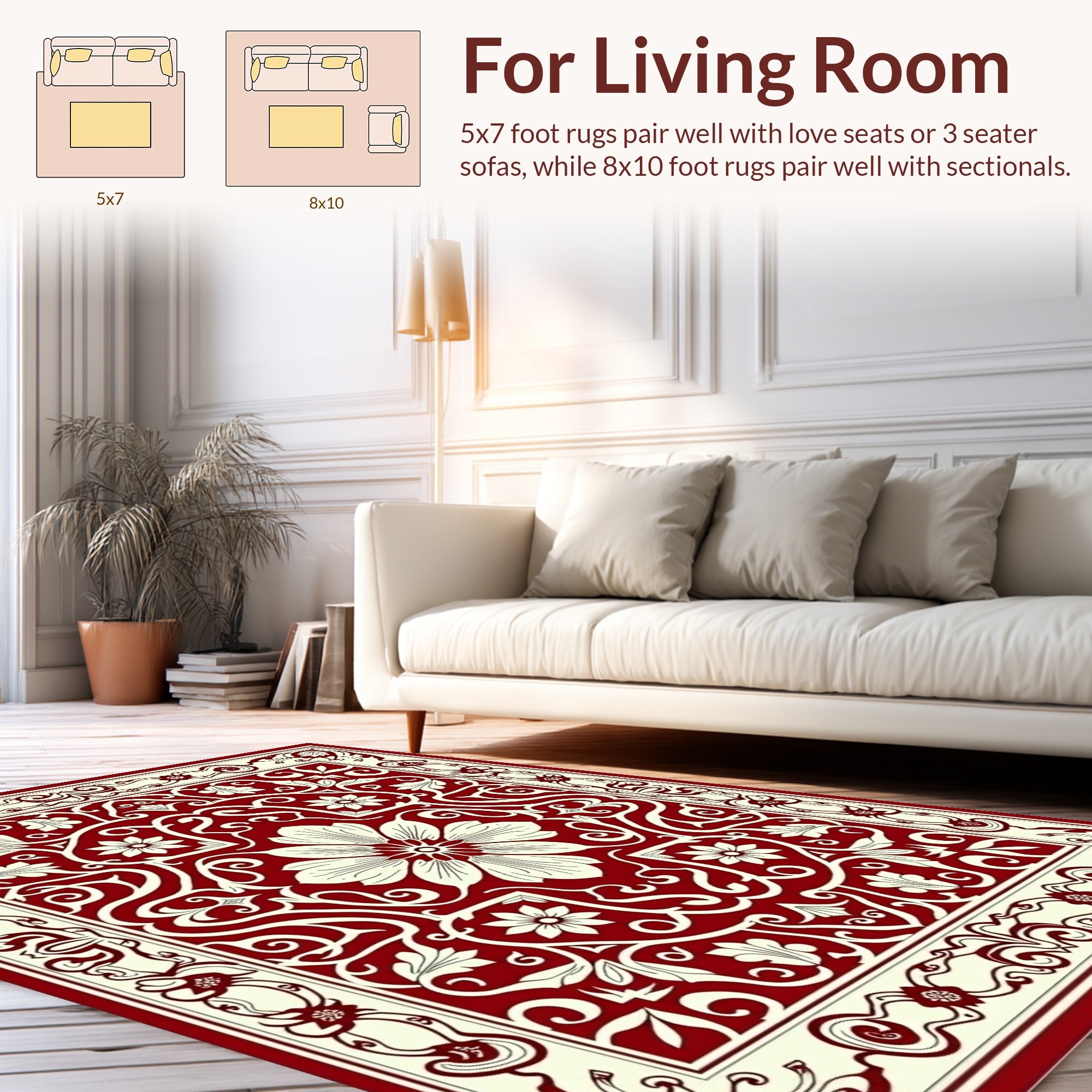 Classic Red Floral Medallion Pattern Rug