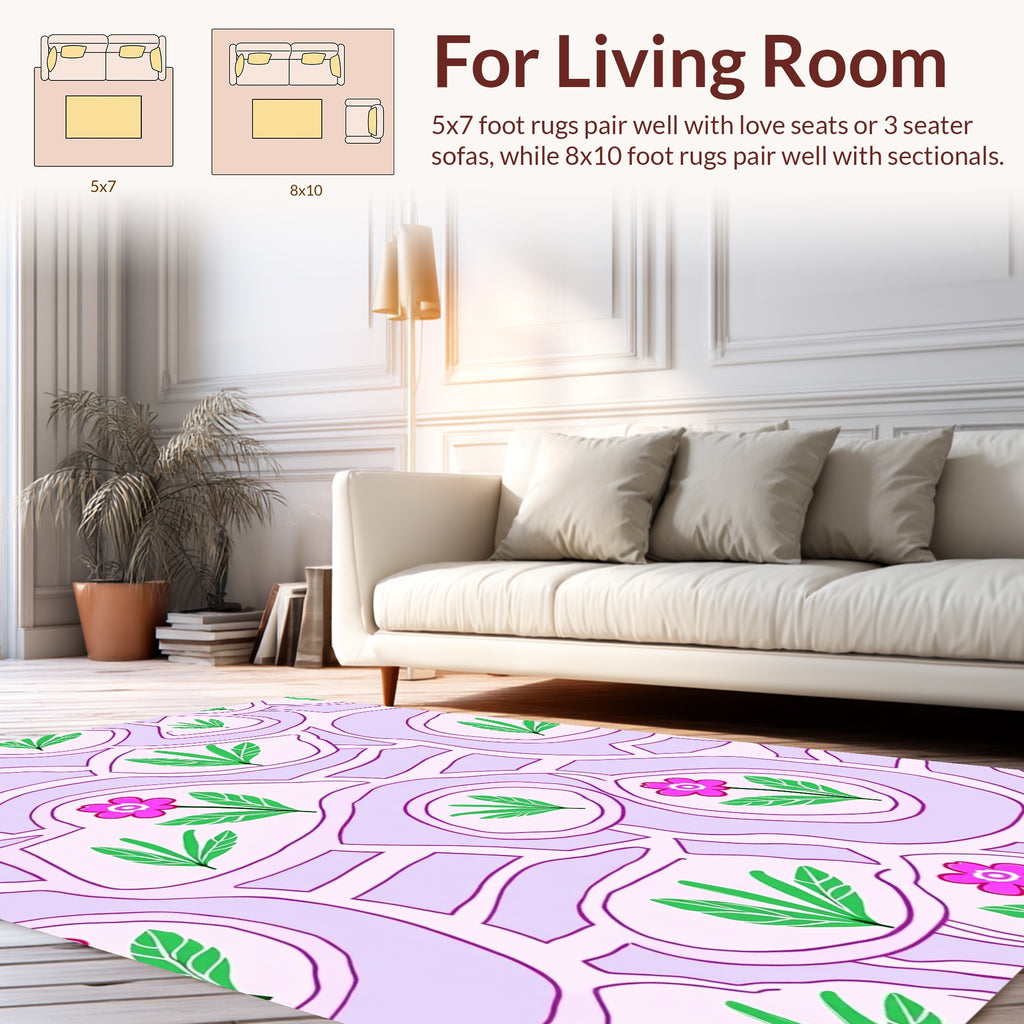 Floral And Leaf Patterned Rug
